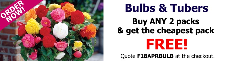 Buy ANY 2 packs of bulbs or tubers and get the cheapest pack FREE!